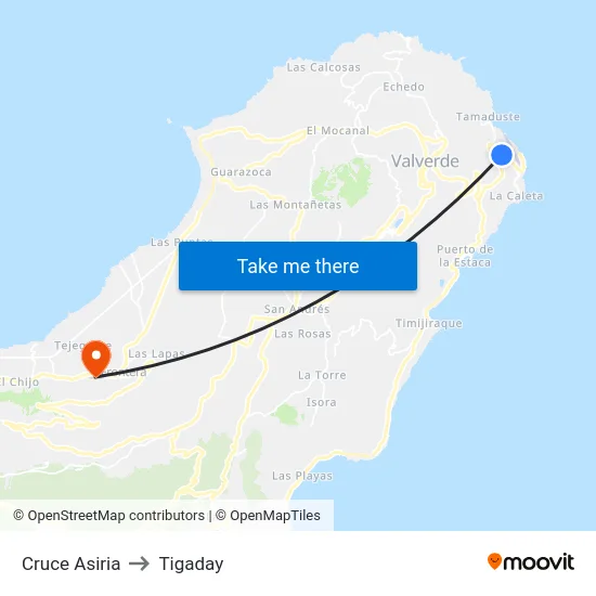 Cruce Asiria to Tigaday map