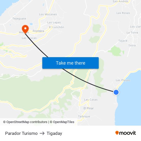 Parador Turismo to Tigaday map