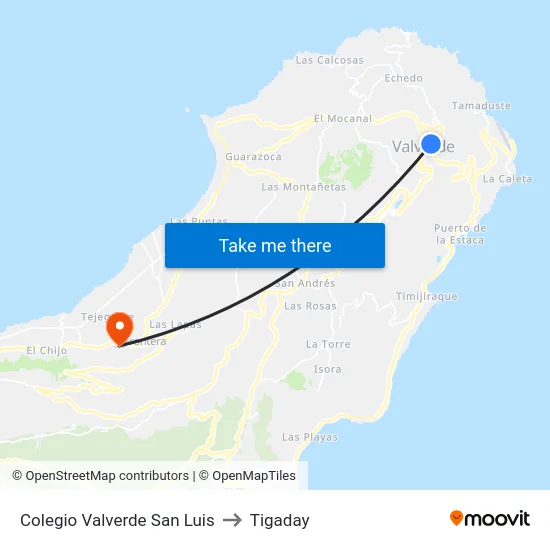 Colegio Valverde San Luis to Tigaday map