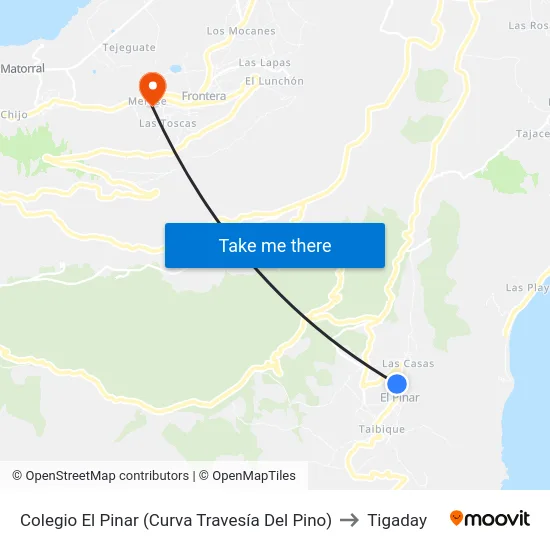 Colegio El Pinar (Curva Travesía Del Pino) to Tigaday map