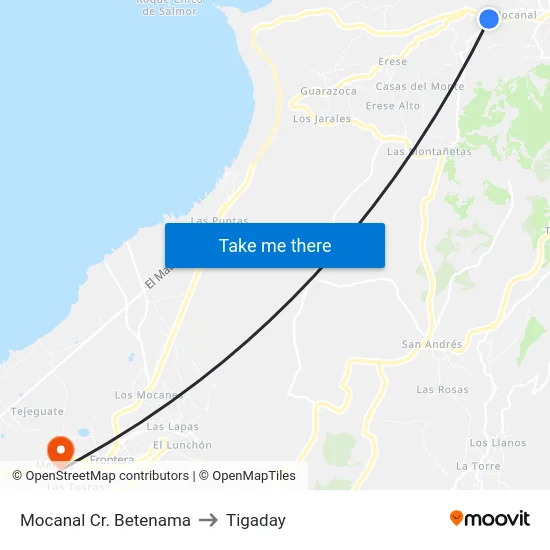 Mocanal Cr. Betenama to Tigaday map