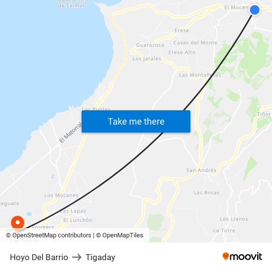 Hoyo Del Barrio to Tigaday map