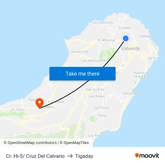 Cr: Hi-5/ Cruz Del Calvario to Tigaday map