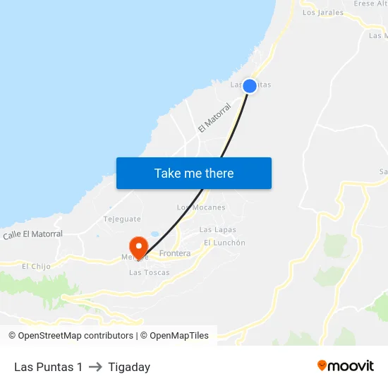 Las Puntas 1 to Tigaday map