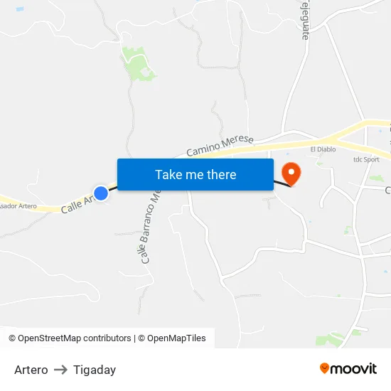 Artero to Tigaday map
