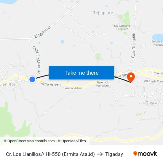 Cr. Los Llanillos// Hi-550 (Ermita Ataúd) to Tigaday map