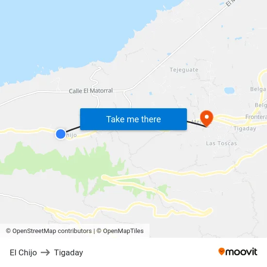 El Chijo to Tigaday map