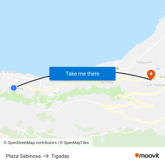 Plaza Sabinosa to Tigaday map