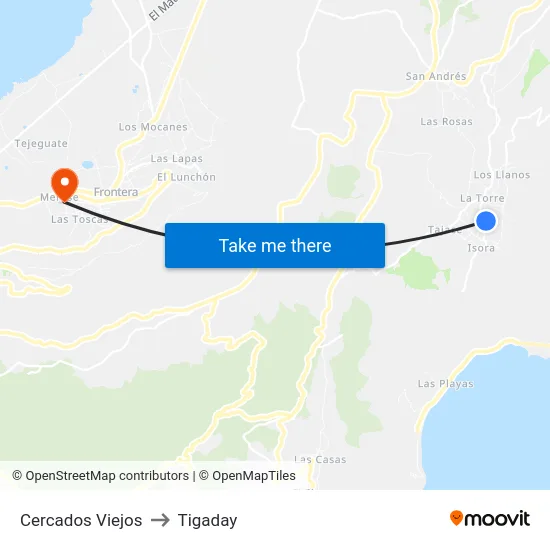Cercados Viejos to Tigaday map