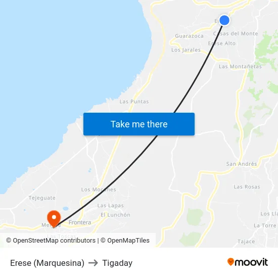 Erese (Marquesina) to Tigaday map