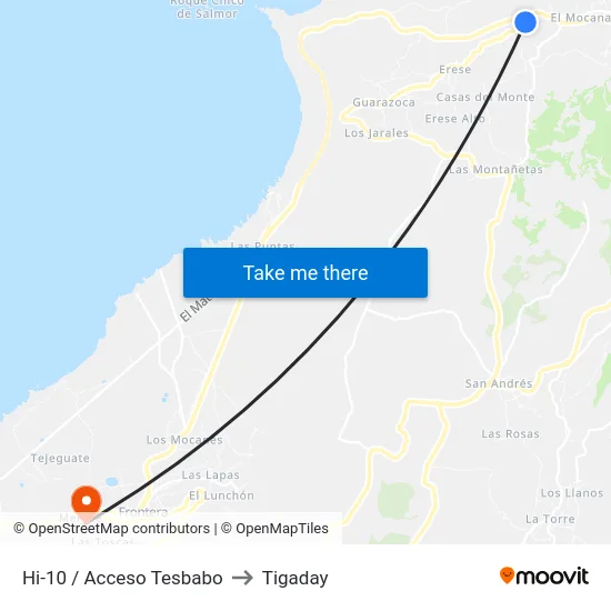 Hi-10 / Acceso Tesbabo to Tigaday map