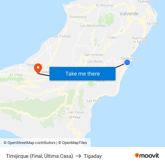 Timijirque  (Final, Última Casa) to Tigaday map