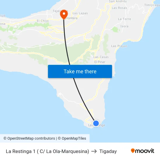 La Restinga 1 ( C/ La Ola-Marquesina) to Tigaday map