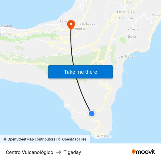 Centro Vulcanológico to Tigaday map