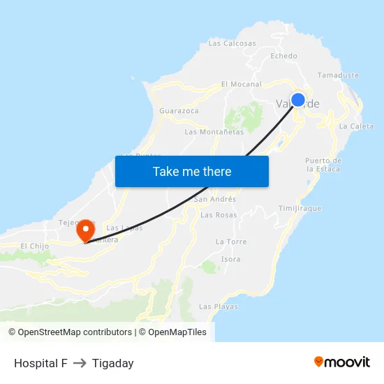 Hospital F to Tigaday map
