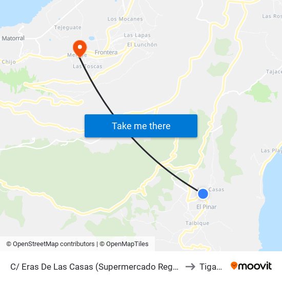 C/ Eras De Las Casas (Supermercado Regalado) F to Tigaday map