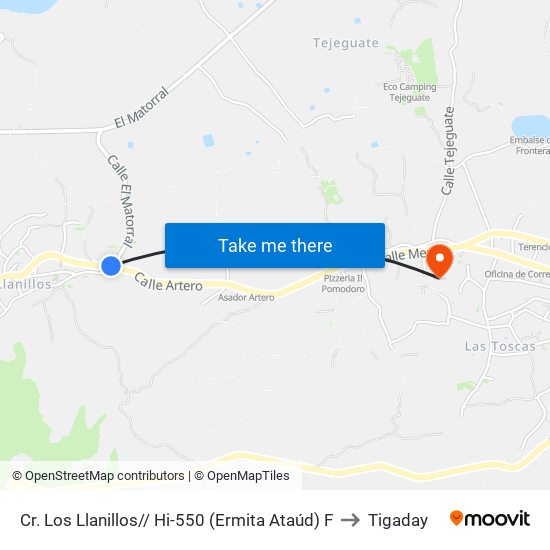 Cr. Los Llanillos// Hi-550 (Ermita Ataúd) F to Tigaday map