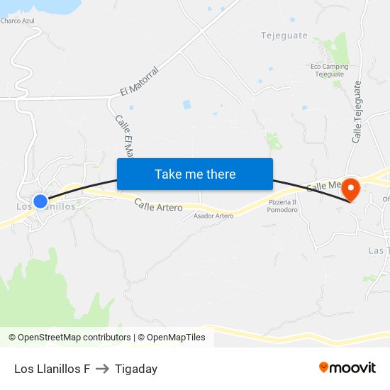 Los Llanillos F to Tigaday map