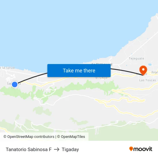 Tanatorio Sabinosa F to Tigaday map