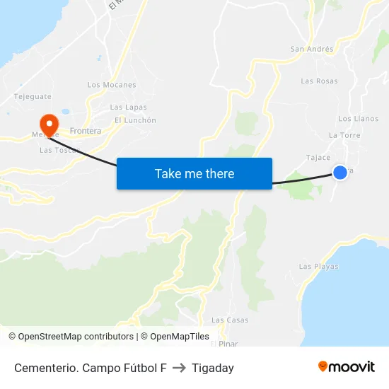 Cementerio. Campo Fútbol F to Tigaday map