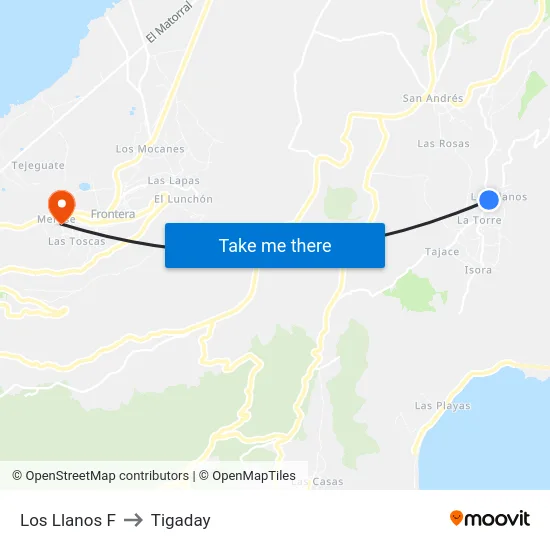 Los Llanos F to Tigaday map