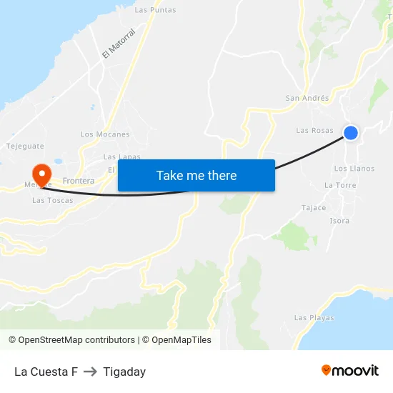 La Cuesta F to Tigaday map