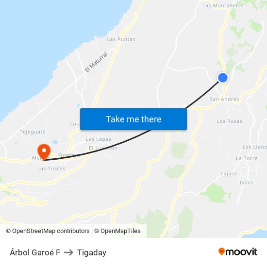 Árbol Garoé F to Tigaday map