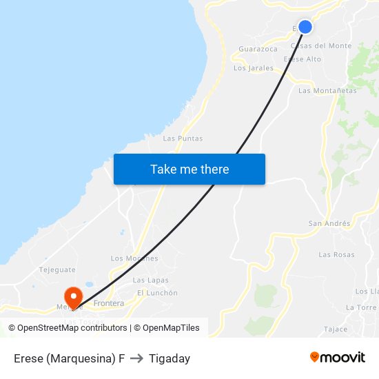 Erese (Marquesina) F to Tigaday map