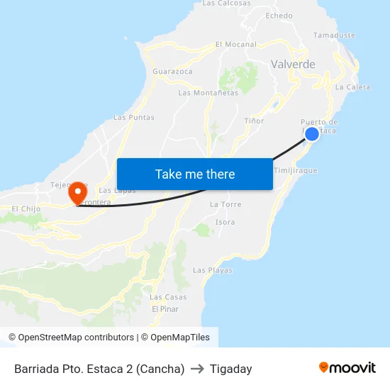 Barriada Pto. Estaca 2 (Cancha) to Tigaday map