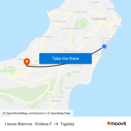 Llanos Blancos - Endesa F to Tigaday map