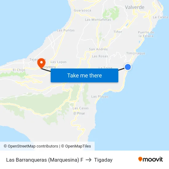 Las Barranqueras (Marquesina) F to Tigaday map