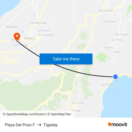 Playa Del Pozo F to Tigaday map