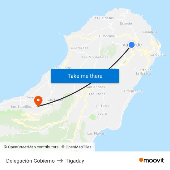 Delegación Gobierno to Tigaday map