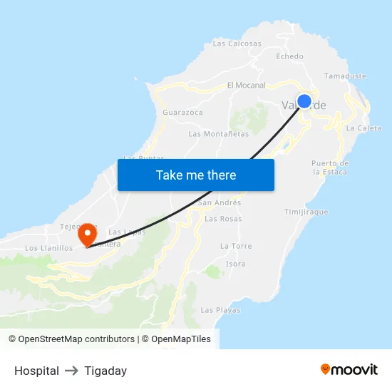 Hospital to Tigaday map