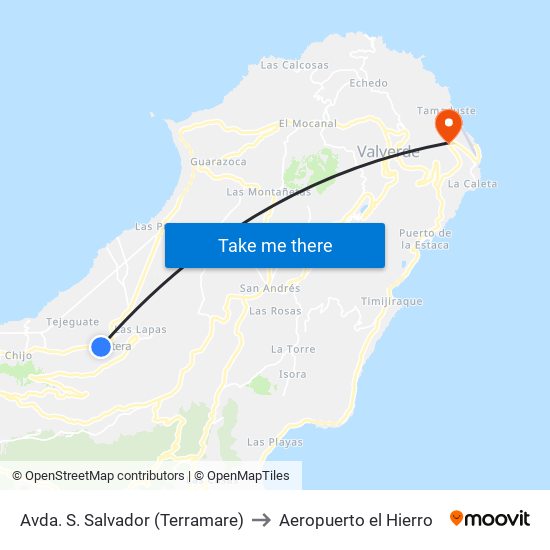 Avda. S. Salvador (Terramare) to Aeropuerto el Hierro map