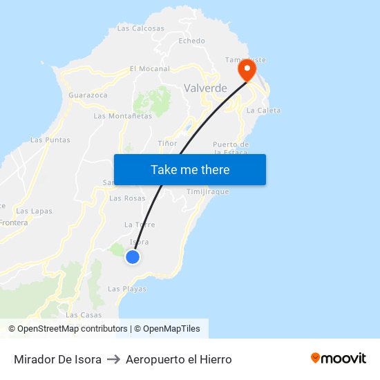 Mirador De Isora to Aeropuerto el Hierro map