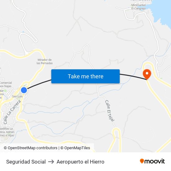 Seguridad Social to Aeropuerto el Hierro map