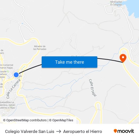 Colegio Valverde San Luis to Aeropuerto el Hierro map