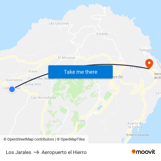 Los Jarales to Aeropuerto el Hierro map