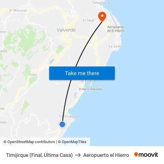 Timijirque  (Final, Última Casa) to Aeropuerto el Hierro map