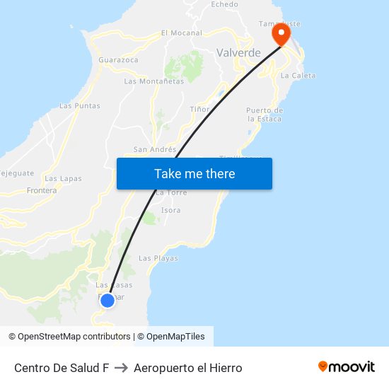 Centro De Salud F to Aeropuerto el Hierro map