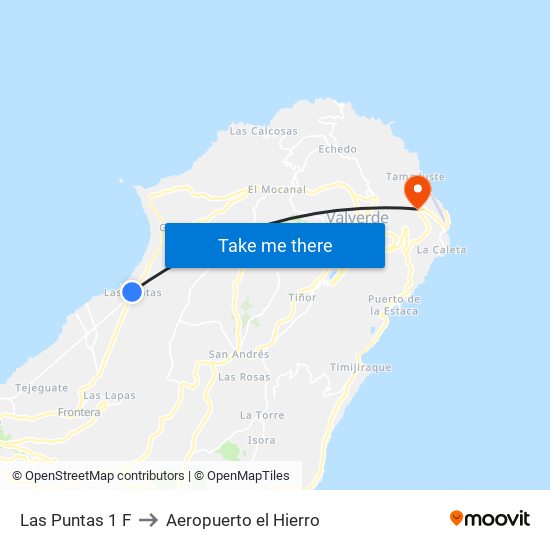 Las Puntas 1 F to Aeropuerto el Hierro map