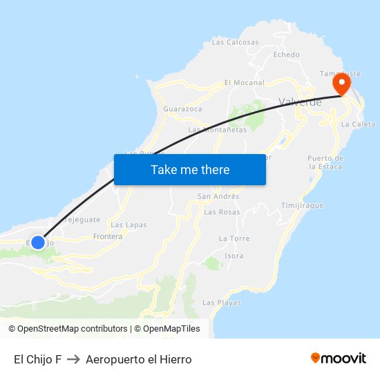 El Chijo F to Aeropuerto el Hierro map