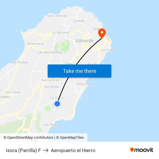 Isora (Parrilla) F to Aeropuerto el Hierro map