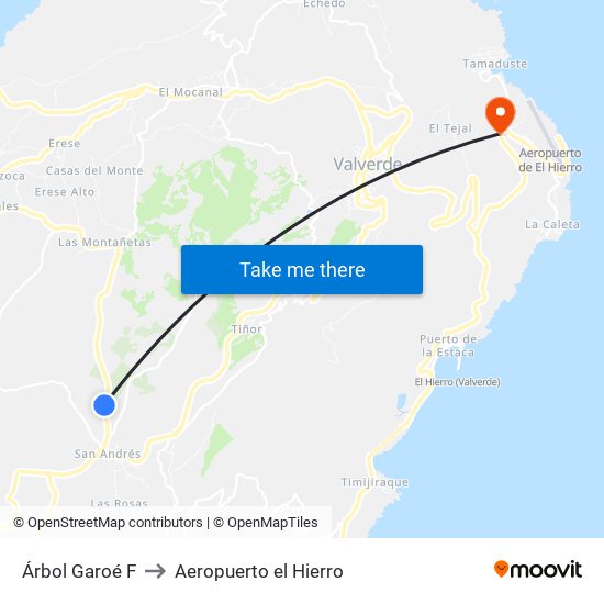 Árbol Garoé F to Aeropuerto el Hierro map