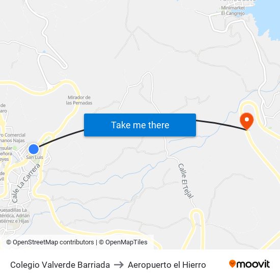 Colegio Valverde Barriada to Aeropuerto el Hierro map