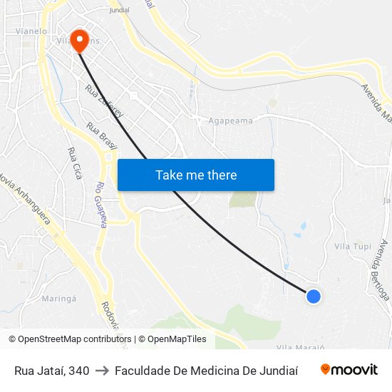 Rua Jataí, 340 to Faculdade De Medicina De Jundiaí map