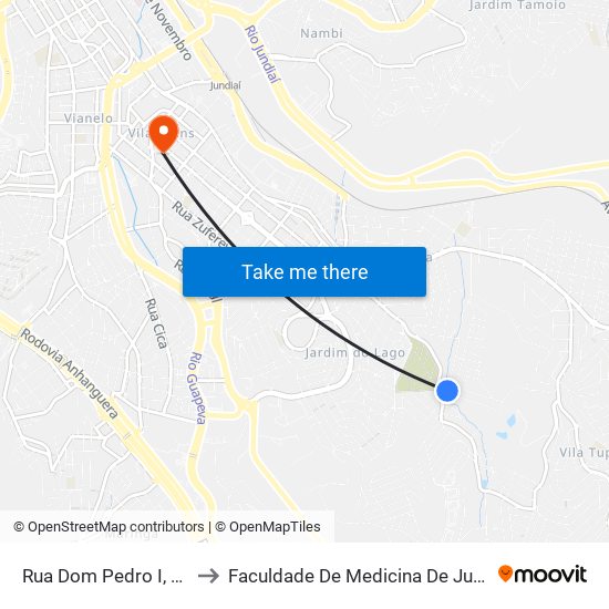 Rua Dom Pedro I, 437 to Faculdade De Medicina De Jundiaí map