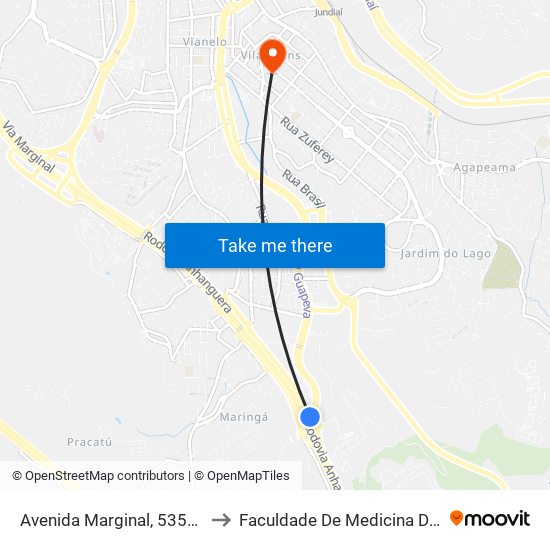 Avenida Marginal, 53500 Norte to Faculdade De Medicina De Jundiaí map