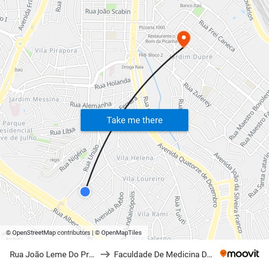 Rua João Leme Do Prado, 81 to Faculdade De Medicina De Jundiaí map